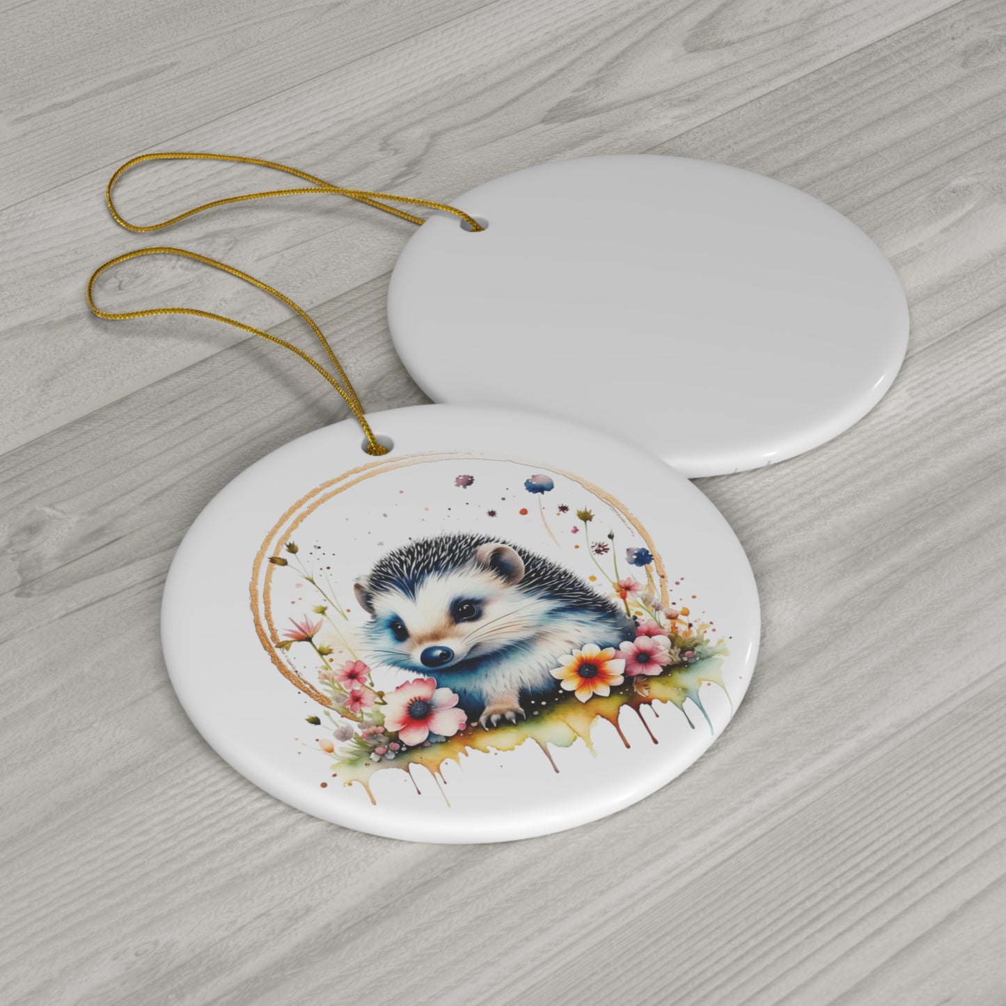 Golden Hedgehog Ceramic Ornament