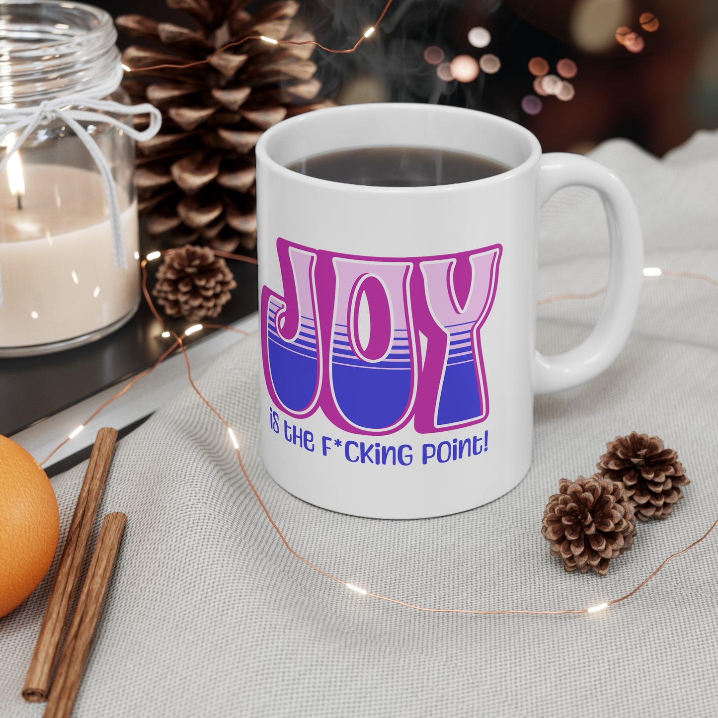 JOY censored (pink purple) Ceramic Mug 11oz