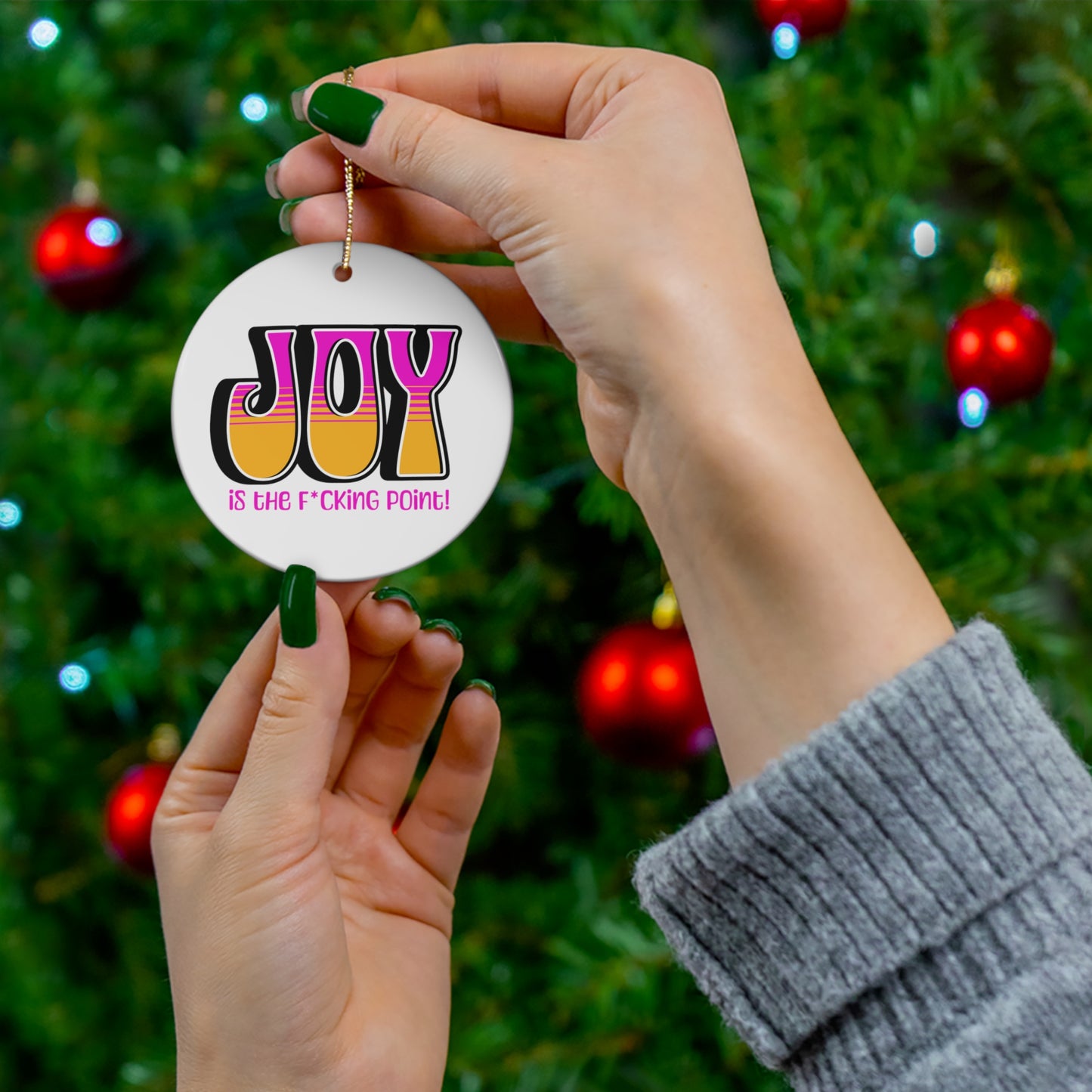 JOY censored (Black Pink Orange) Ceramic Ornament