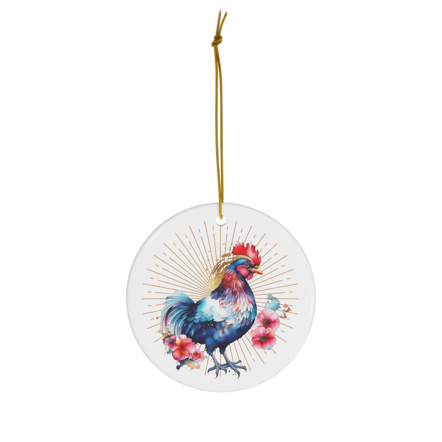 Golden Rooster Ceramic Ornament