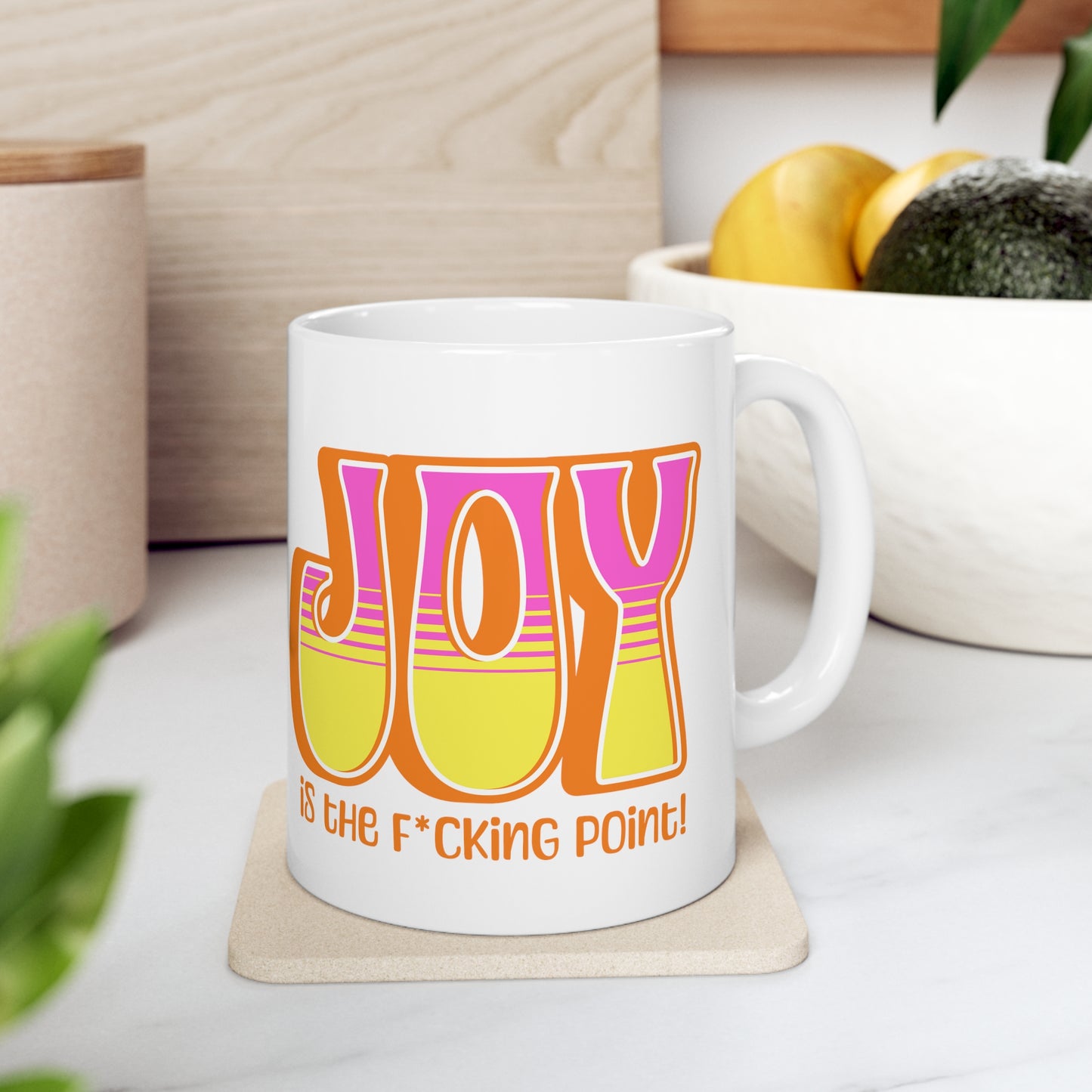 Joy censored (orange pink yellow) Ceramic Mug 11 oz