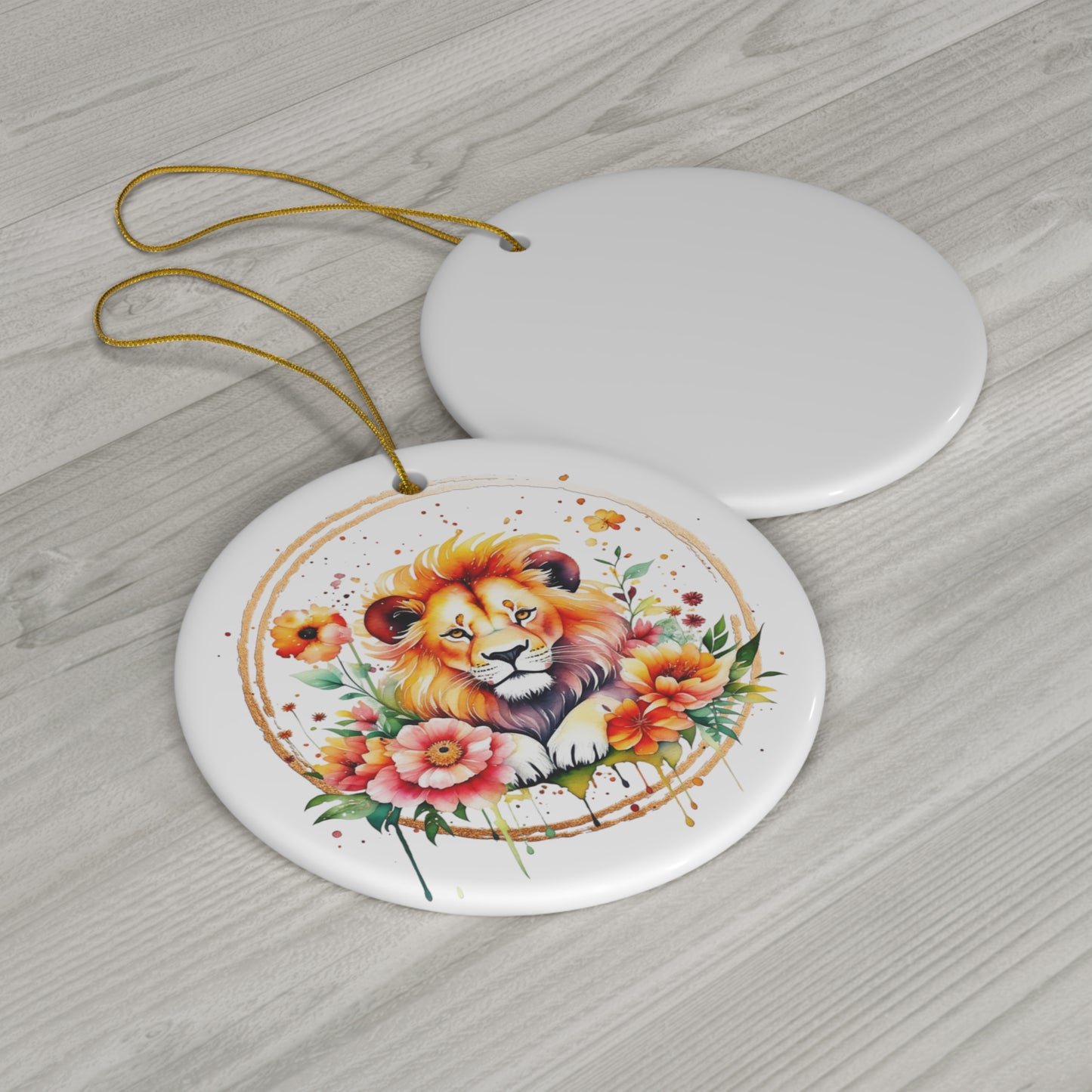 Golden Lion Ceramic Ornament