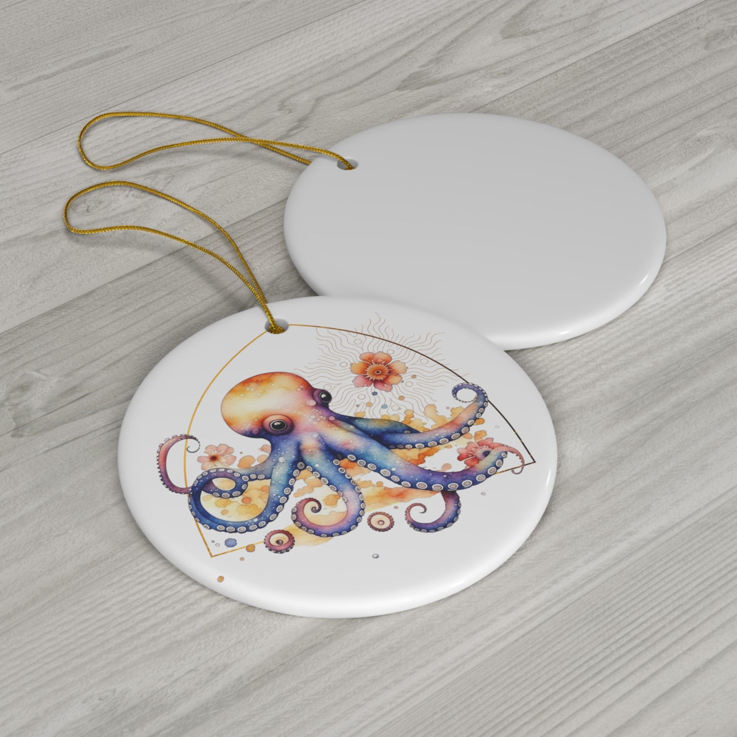 Golden Octopus Ceramic Ornament