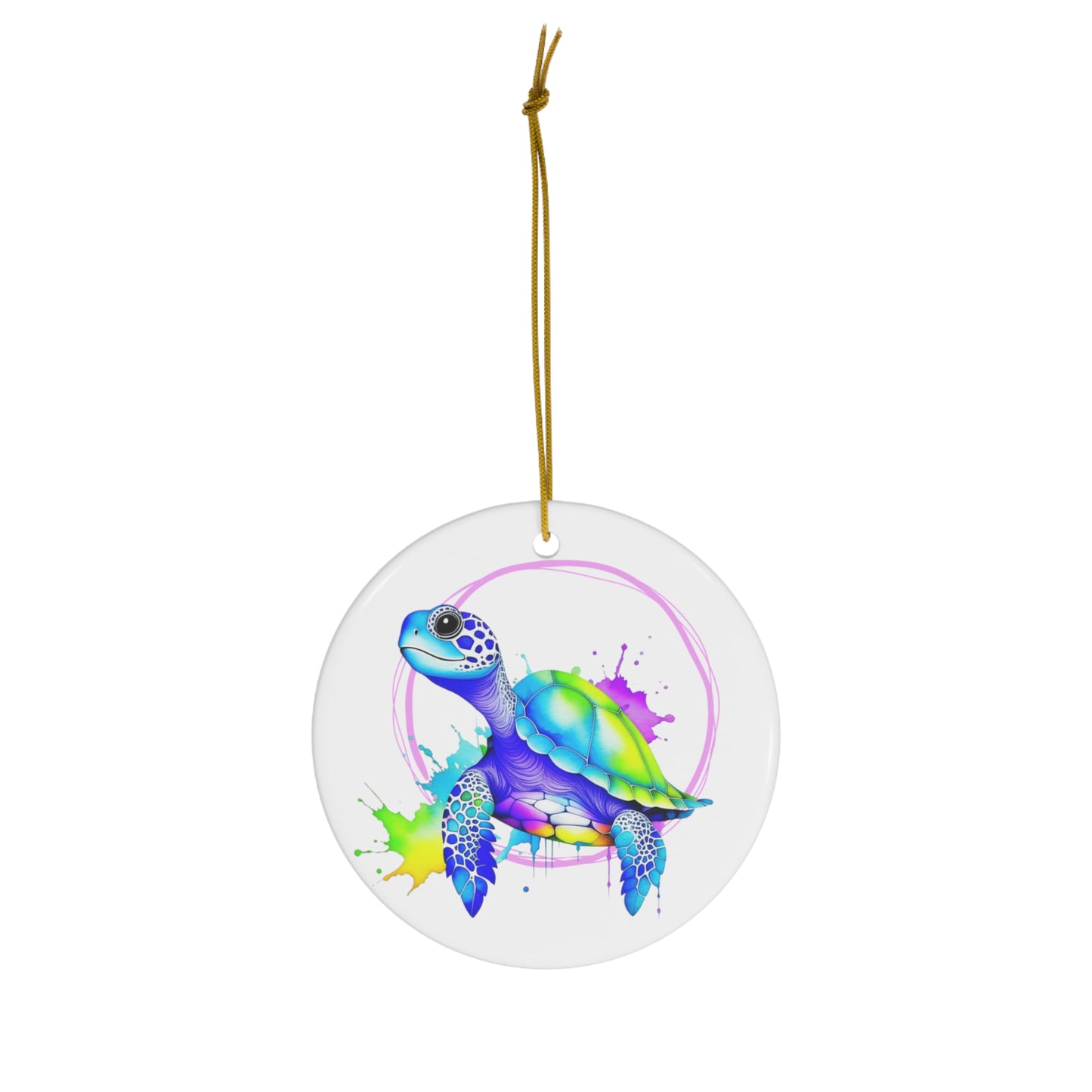 Vibrant Sea Turtle Ceramic Ornament