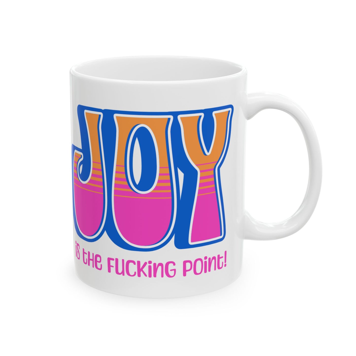 Blue Pink Orange Joy Ceramic Mug, (11oz, 15oz)