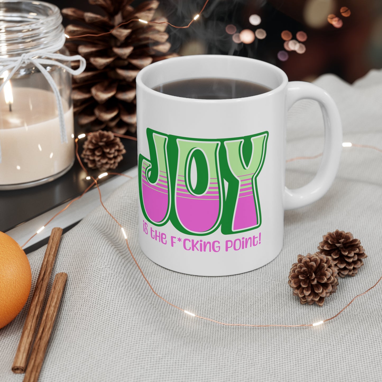 JOY censored (green pink) Ceramic Mug 11oz