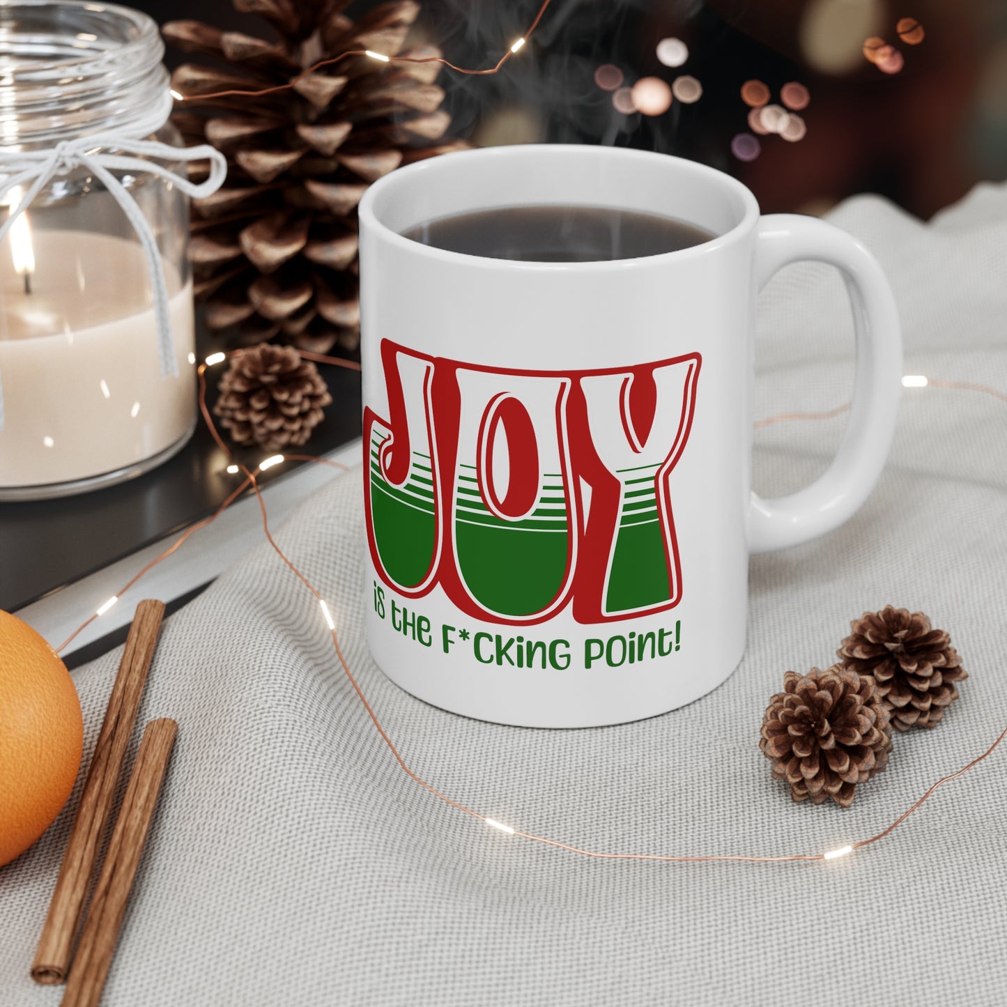 JOY censored (red holiday) Ceramic Mug 11oz