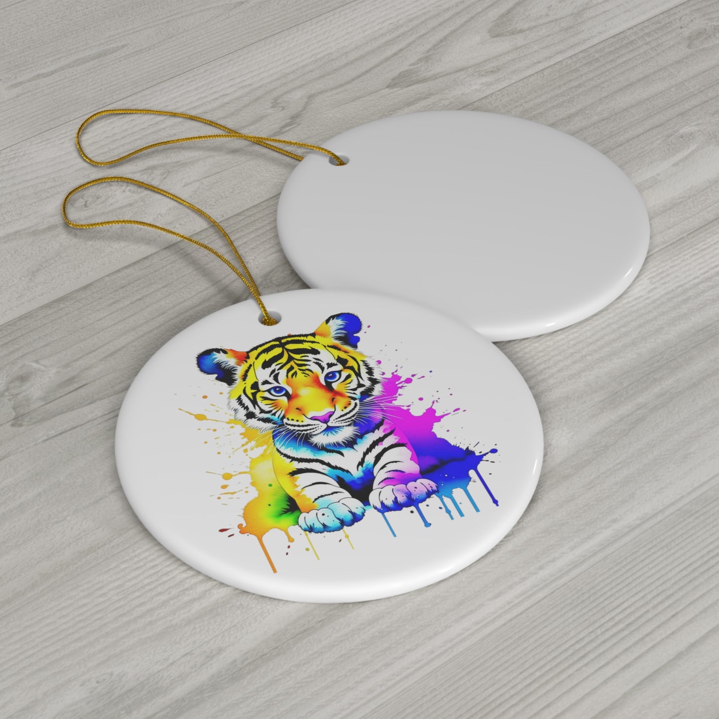 Vibrant Tiger Ceramic Ornament