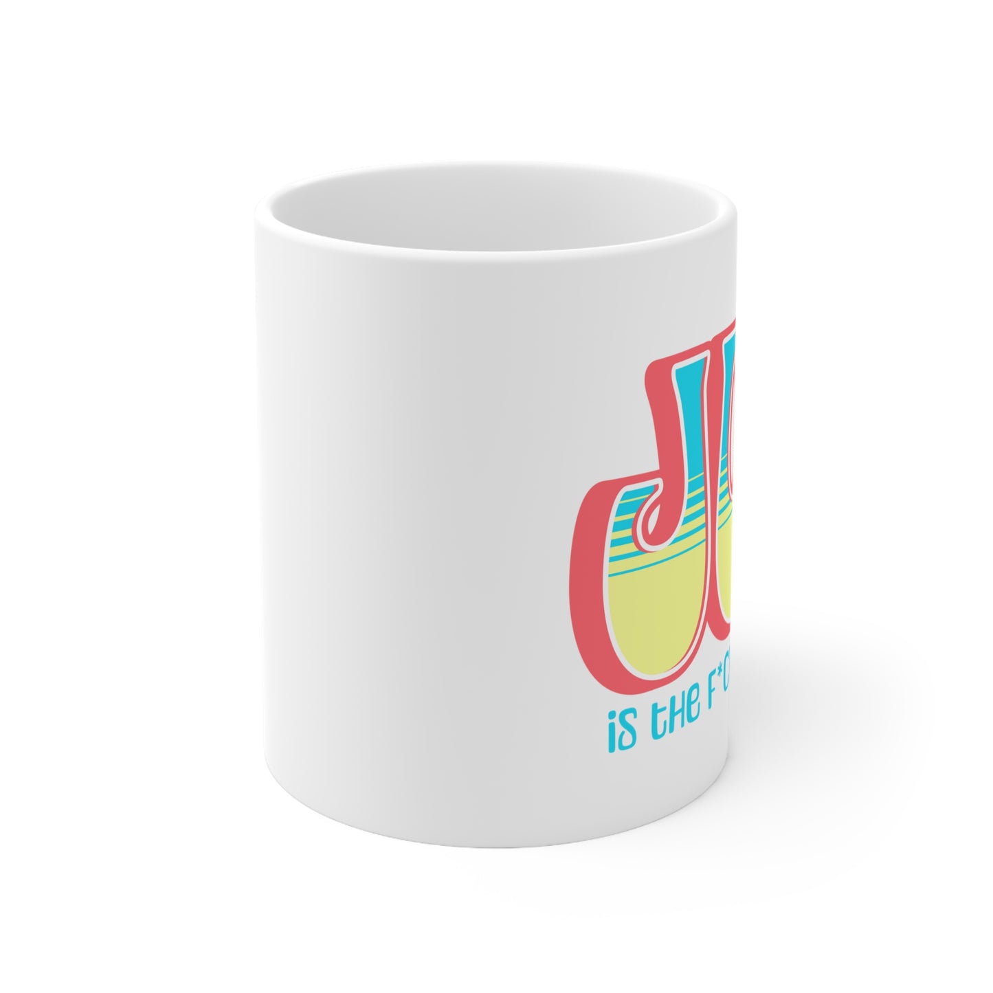 JOY censored (salmon blue yellow) Ceramic Mug 11oz