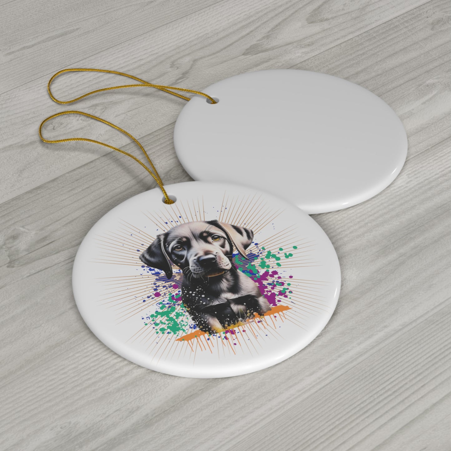 Black Lab Ceramic Ornament