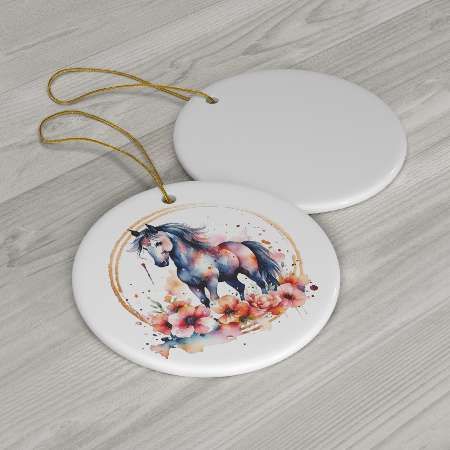 Golden Horse Ceramic Ornament