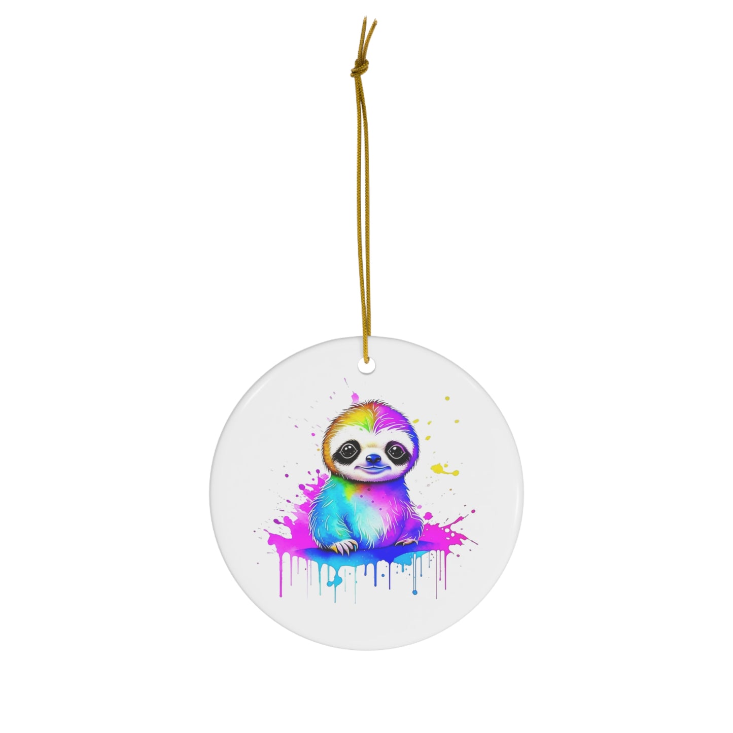 Vibrant Sloth Ceramic Ornament