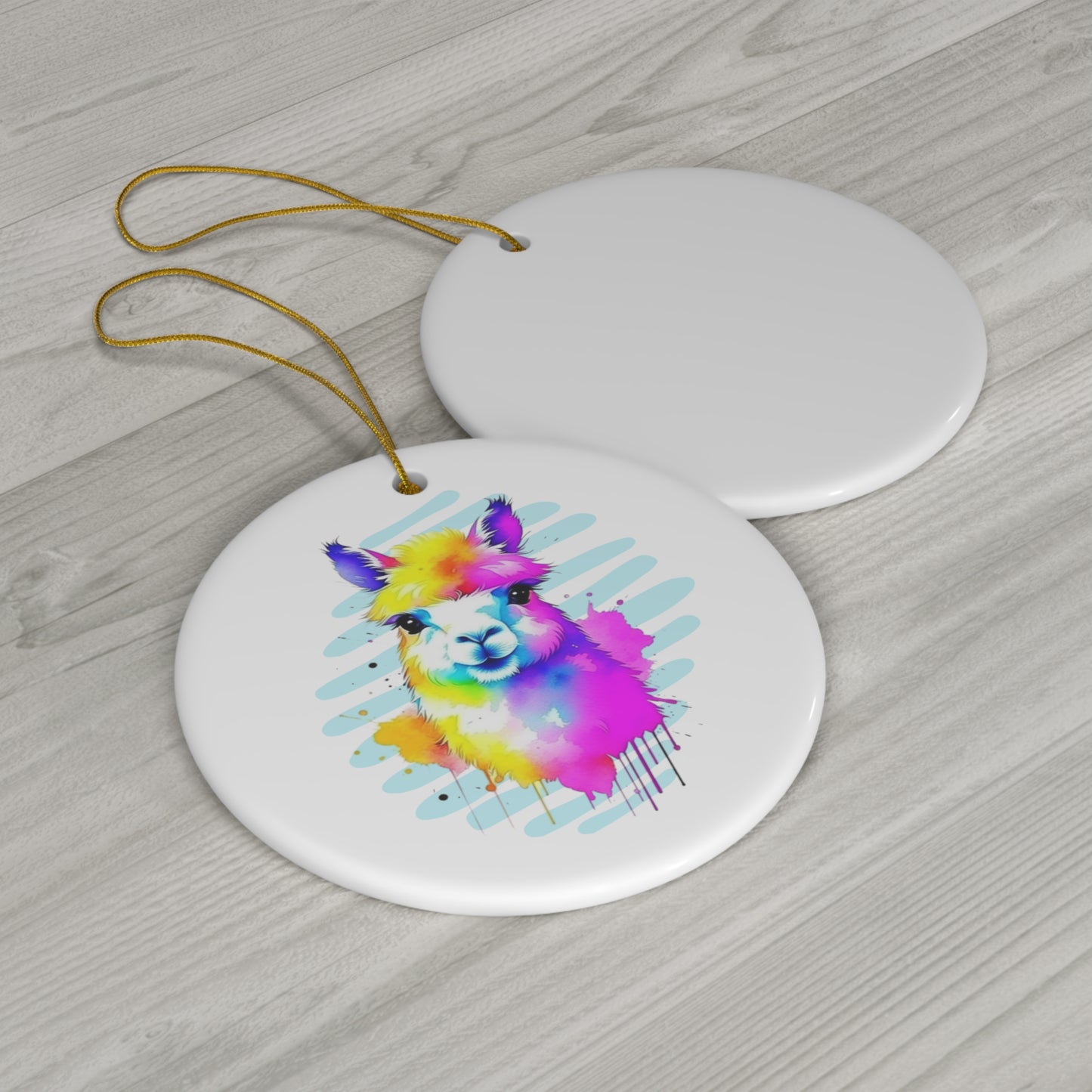 Vibrant Alpaca Ceramic Ornament