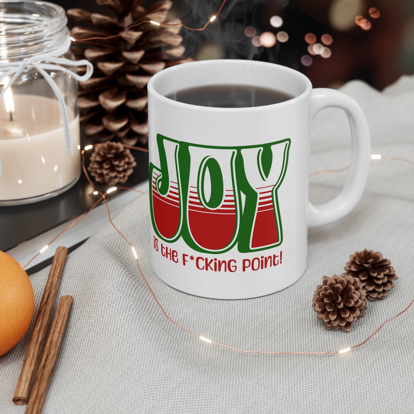 JOY censored (green holiday) Ceramic Mug 11oz
