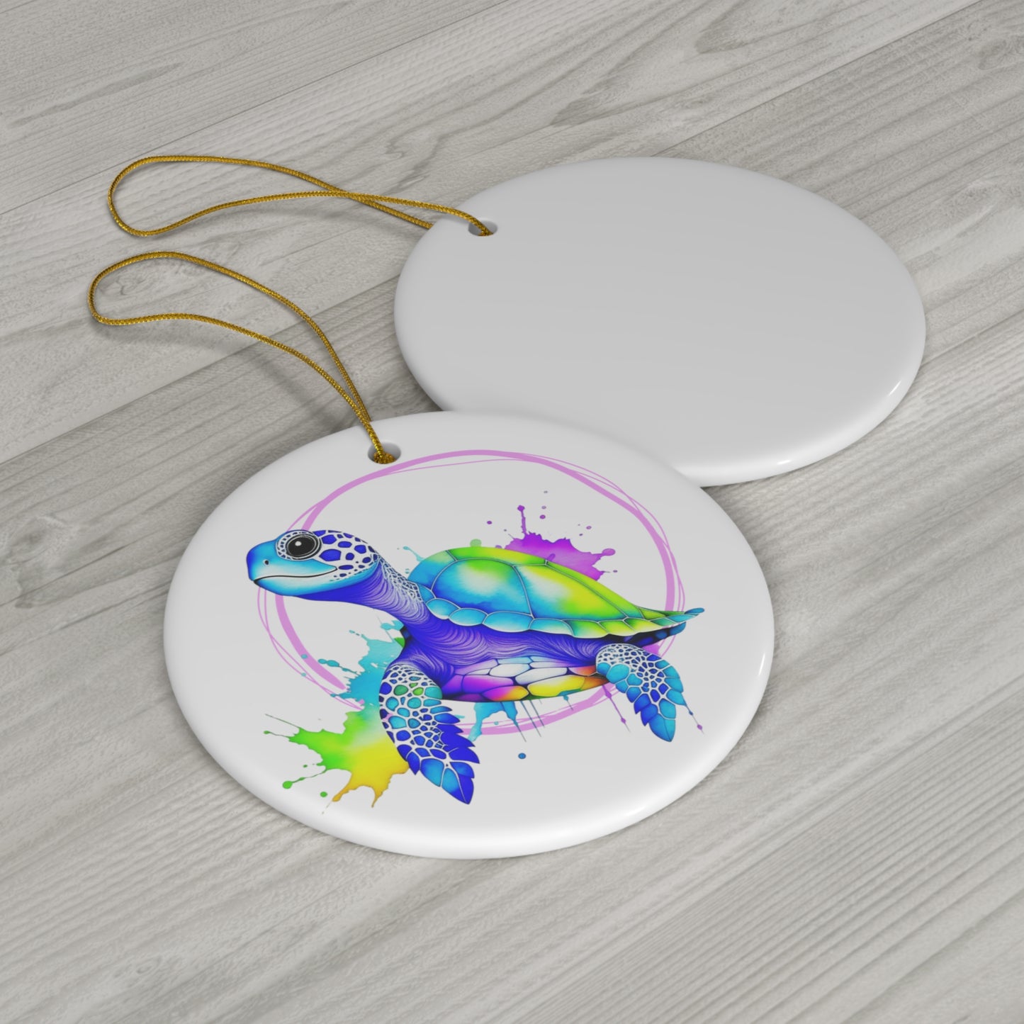 Vibrant Sea Turtle Ceramic Ornament
