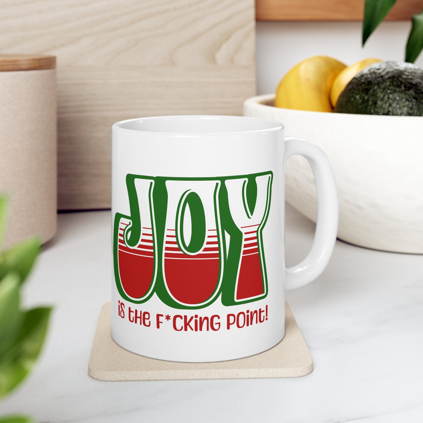 JOY censored (green holiday) Ceramic Mug 11oz