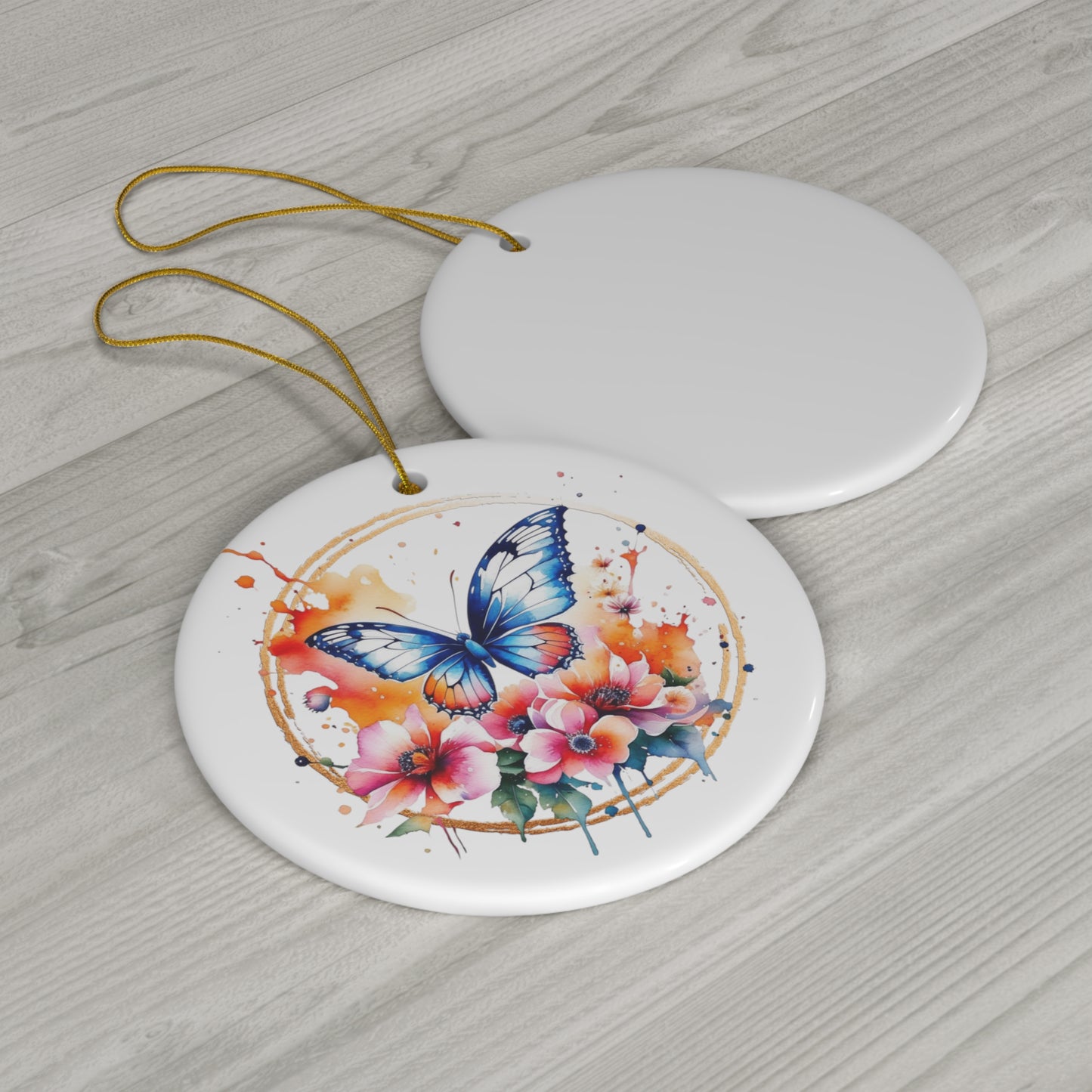 Golden Butterfly 2 Ceramic Ornament