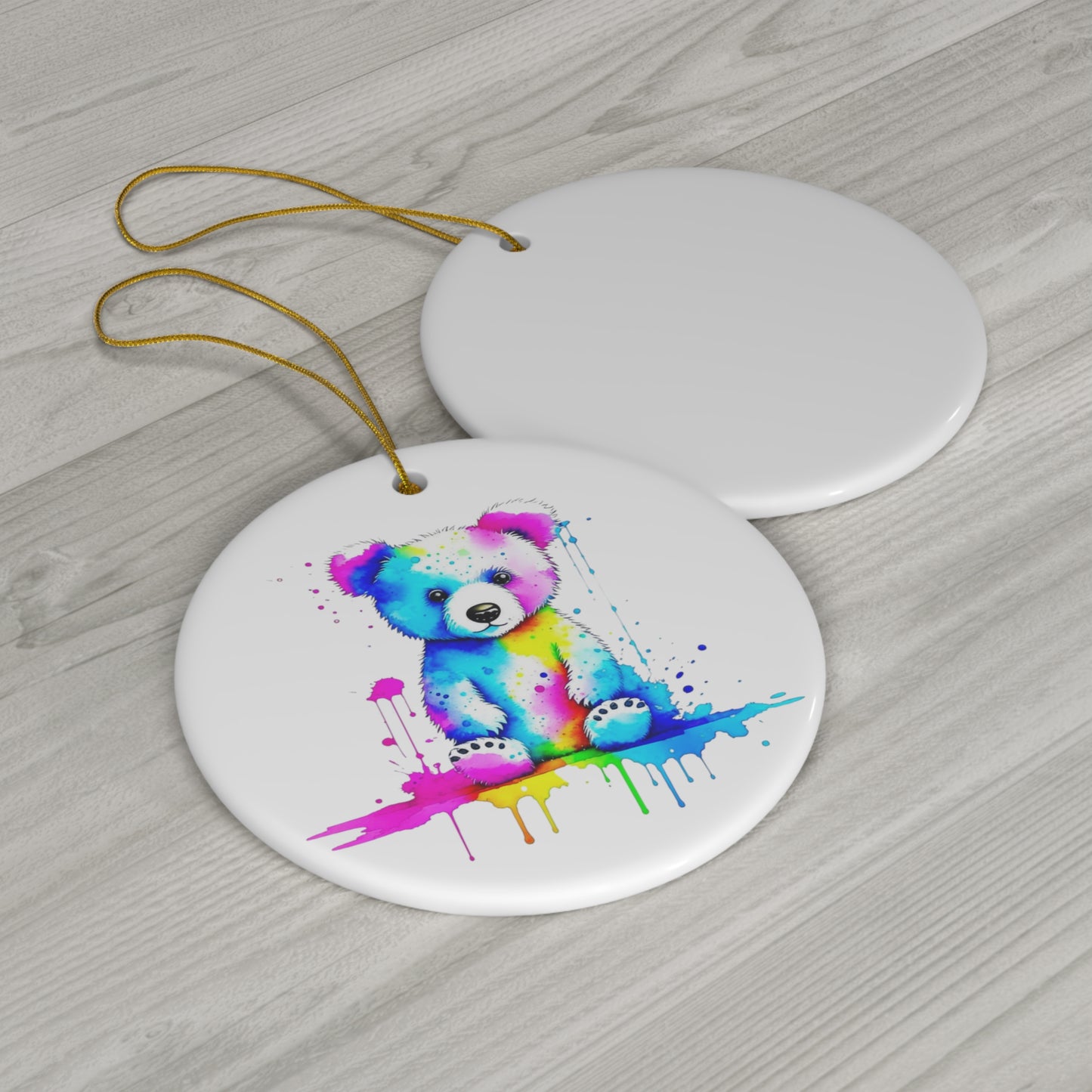 Vibrant Bear Ceramic Ornament
