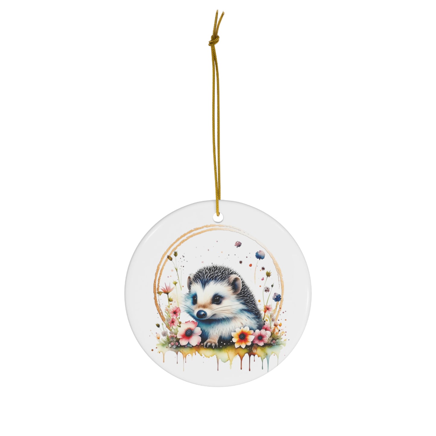 Golden Hedgehog Ceramic Ornament