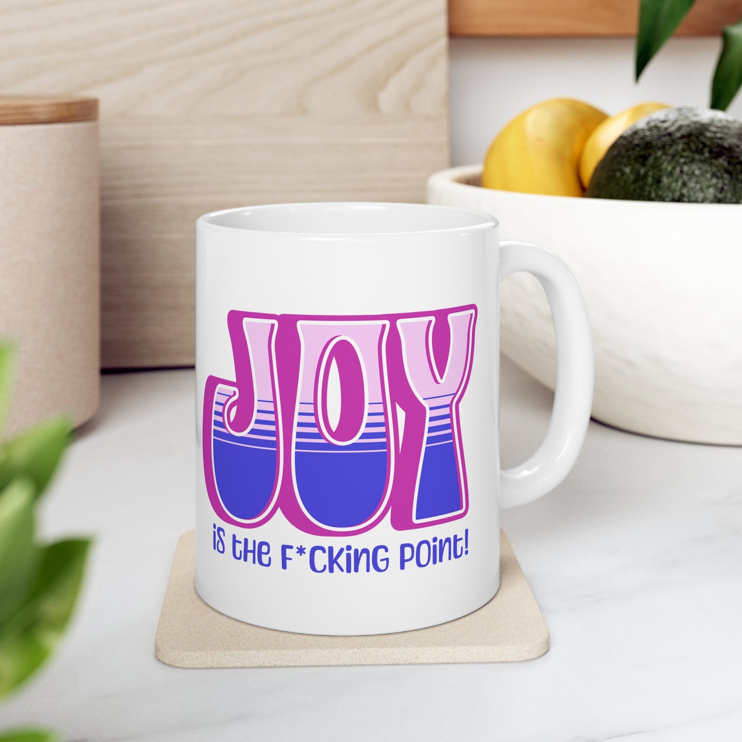 JOY censored (pink purple) Ceramic Mug 11oz