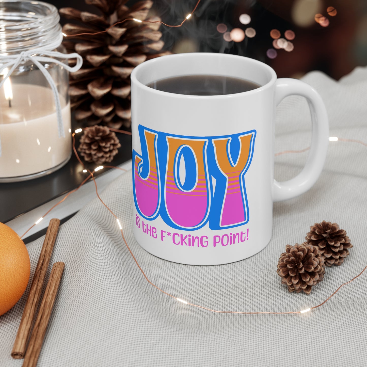 JOY censored (blue pink orange) Ceramic Mug 11oz