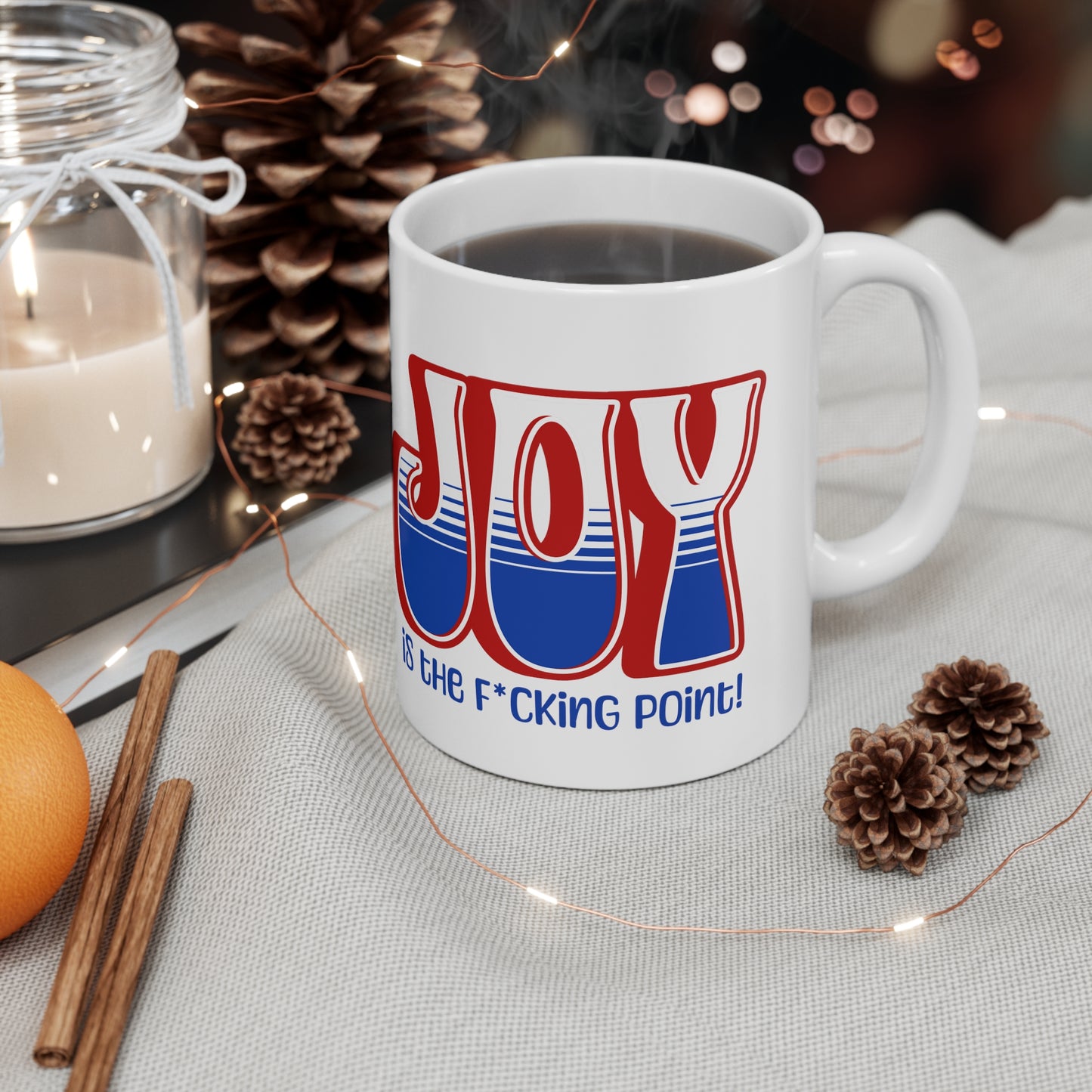 JOY censored (red white blue) Ceramic Mug 11oz