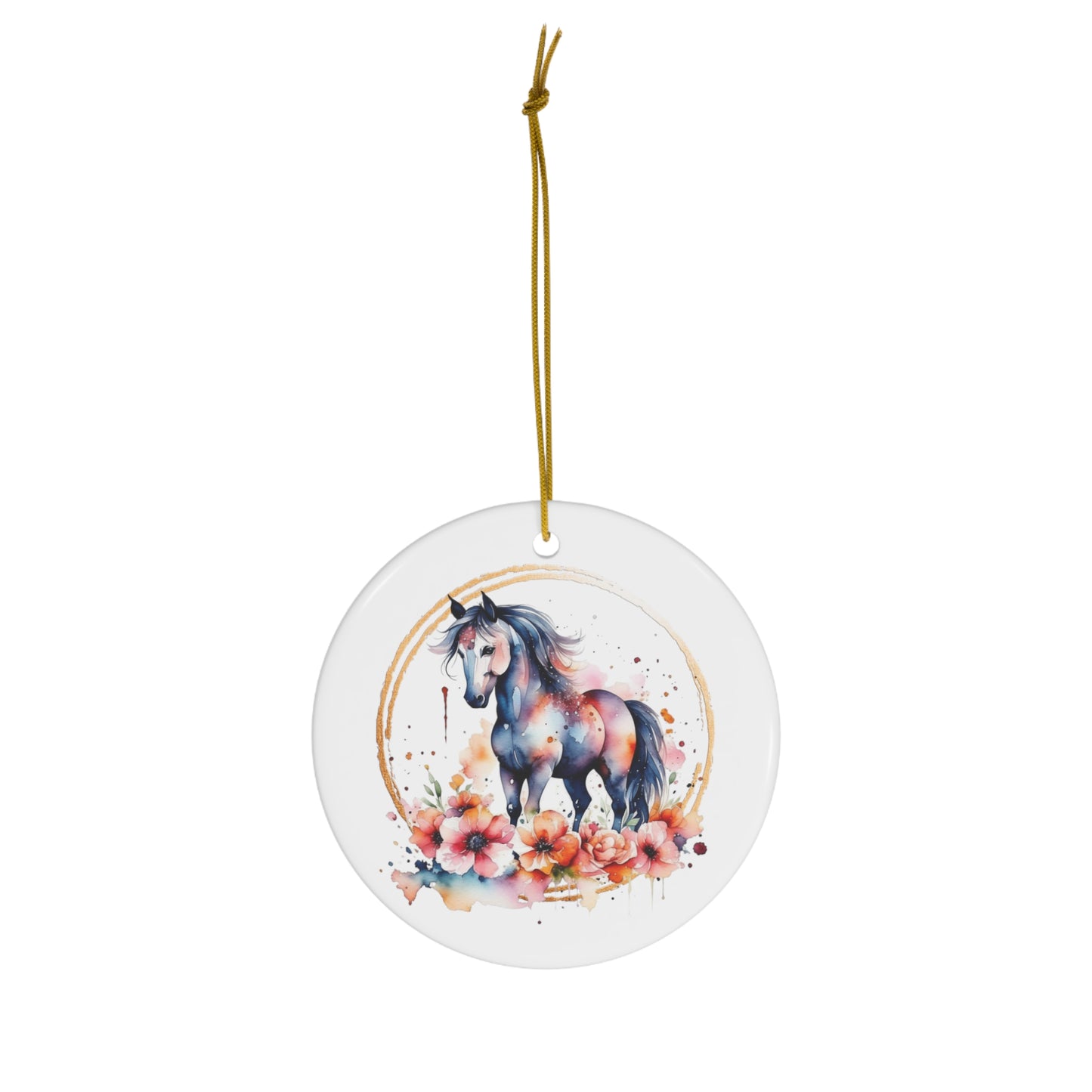 Golden Horse Ceramic Ornament