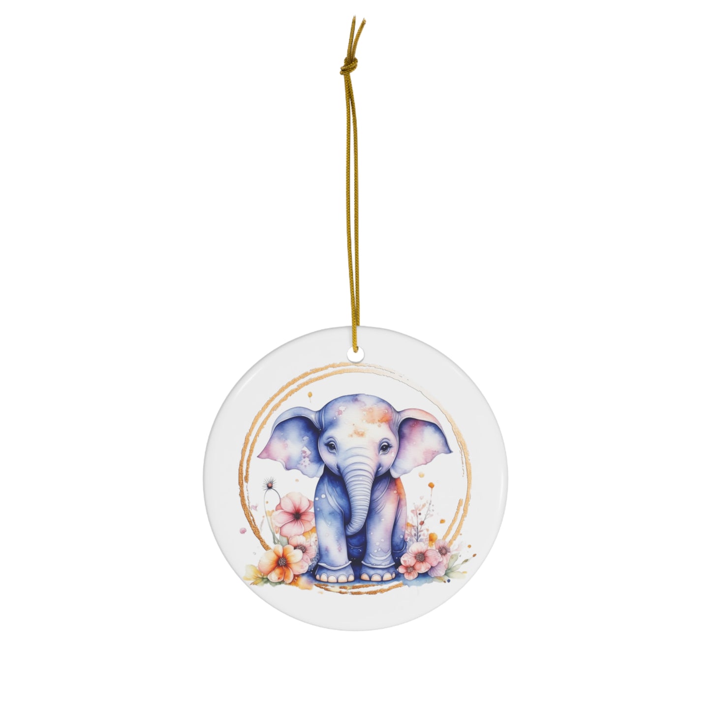 Golden Elephant Ceramic Ornament