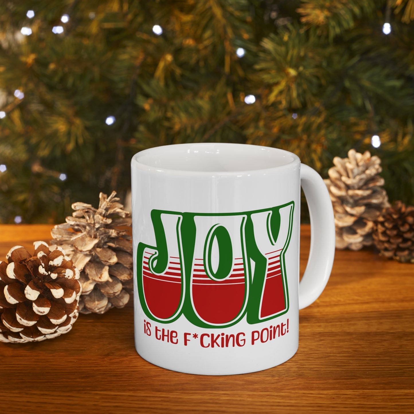 JOY censored (green holiday) Ceramic Mug 11oz