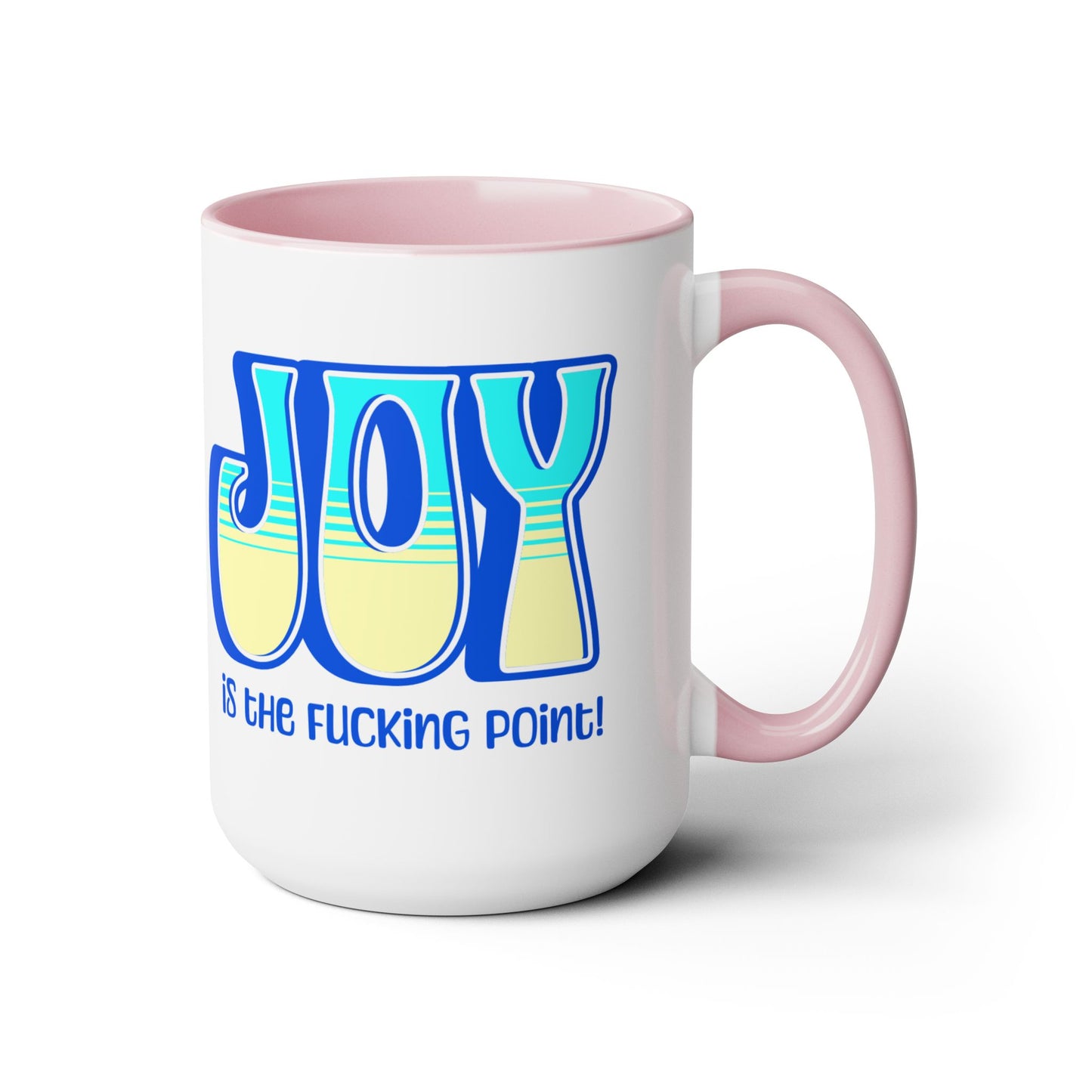 Blue Teal Yellow Joy Two-Tone Mug, 15oz