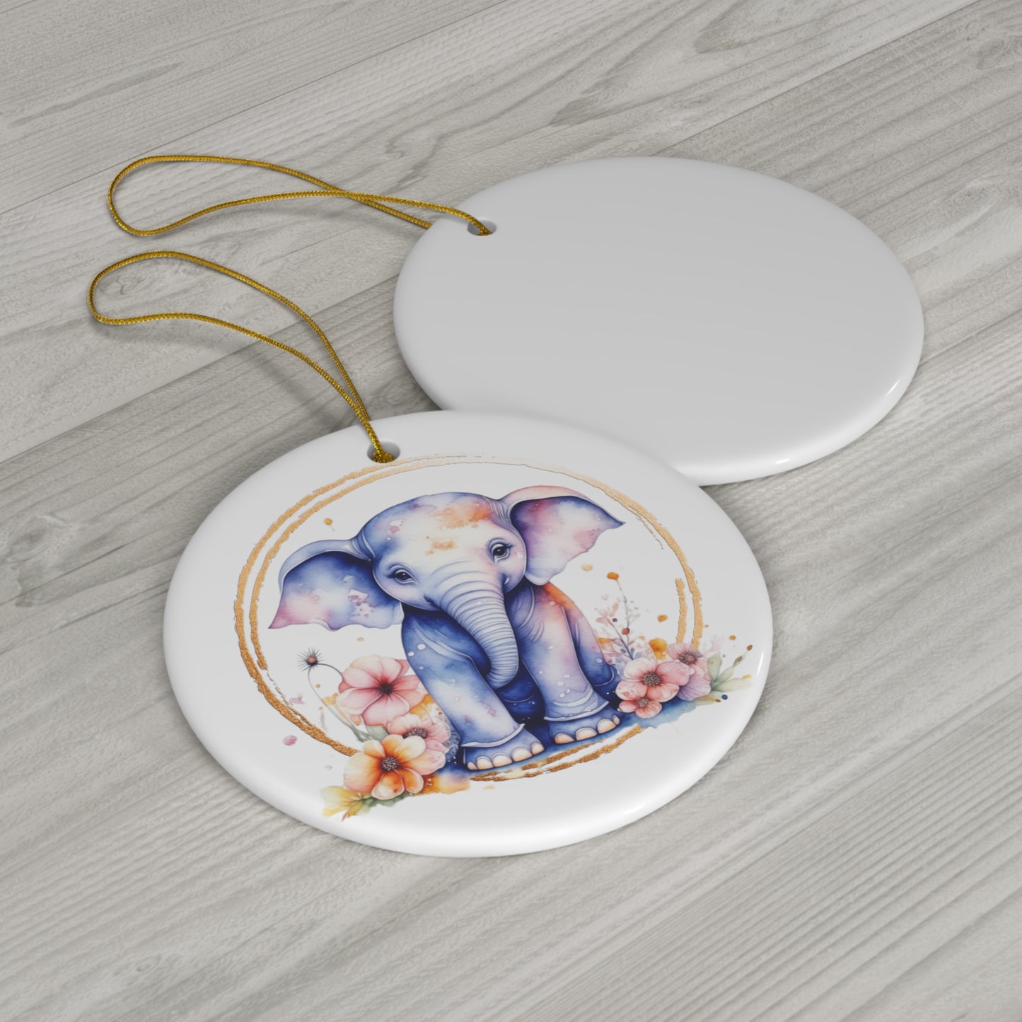 Golden Elephant Ceramic Ornament