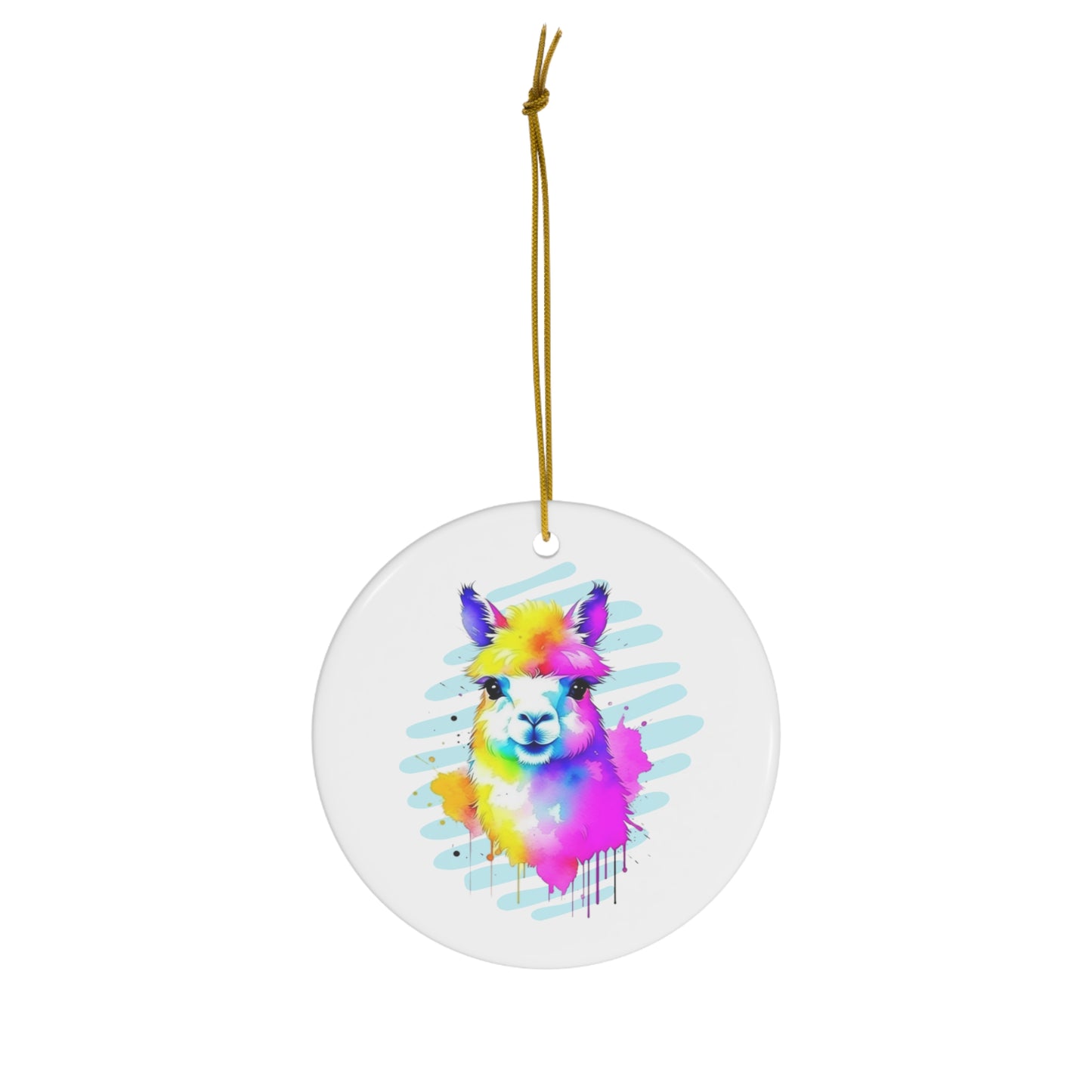 Vibrant Alpaca Ceramic Ornament