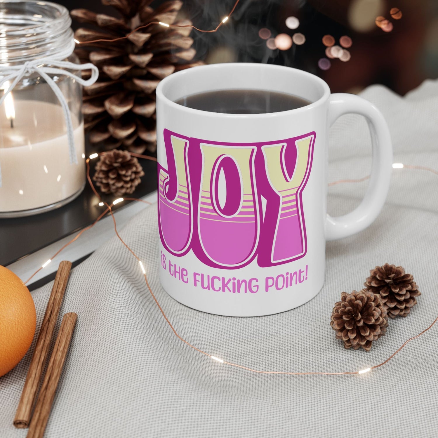 Joy (explicit) White Mugs, 2 sizes
