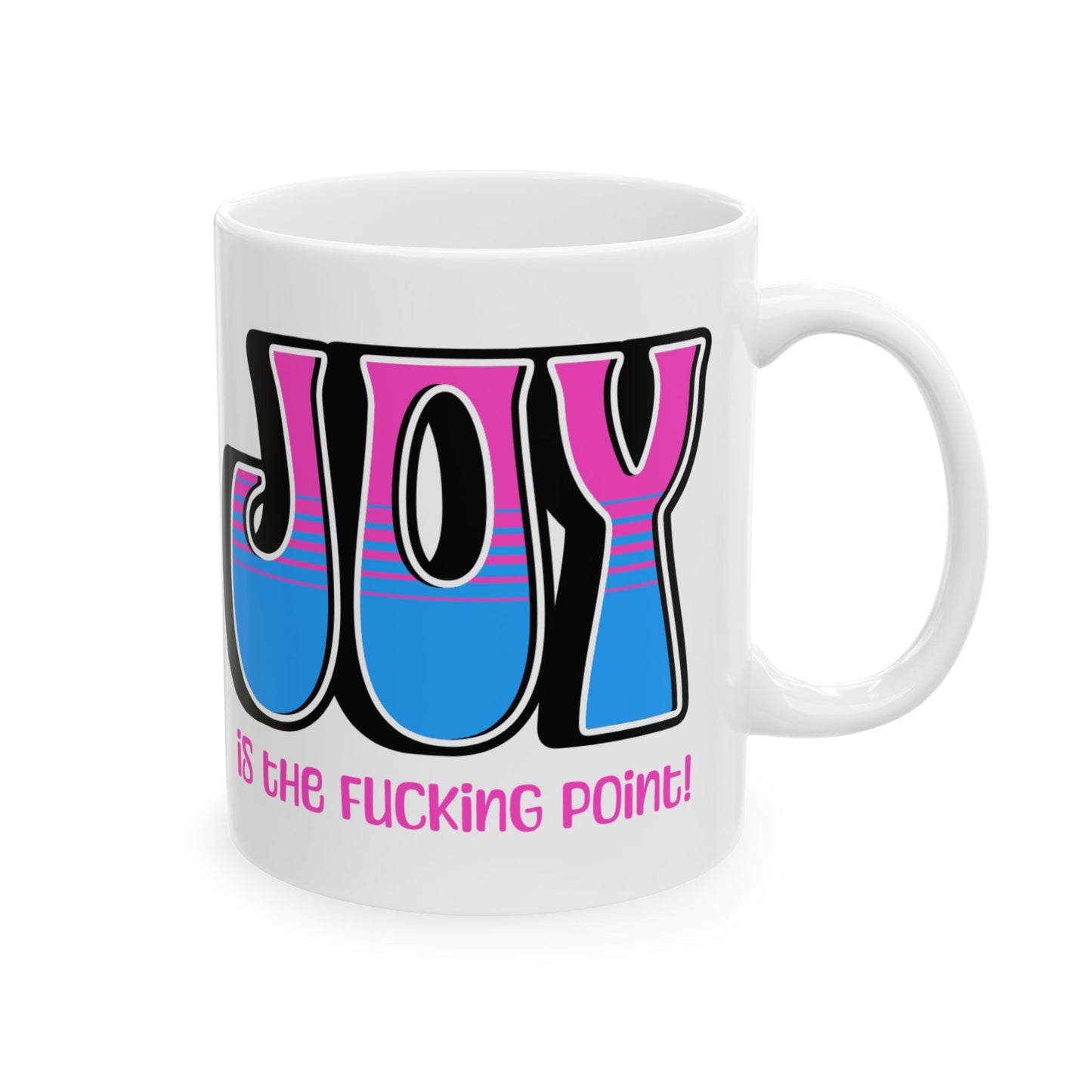 Black Pink Blue Joy Ceramic Mug, (11oz, 15oz)