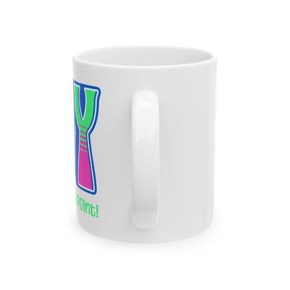 Blue Pink Green Joy Ceramic Mug, (11oz, 15oz)