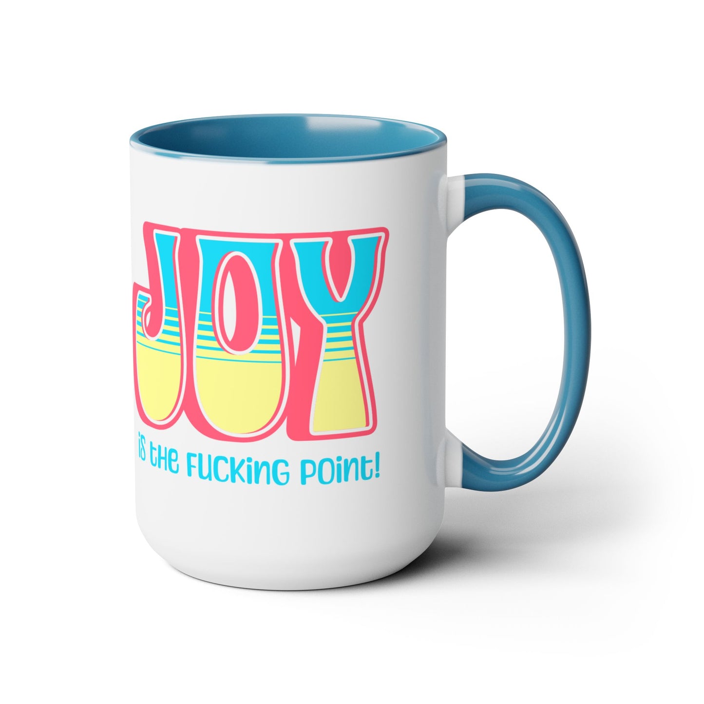Salmon Blue Yellow Joy Two-Tone Mug, 15oz