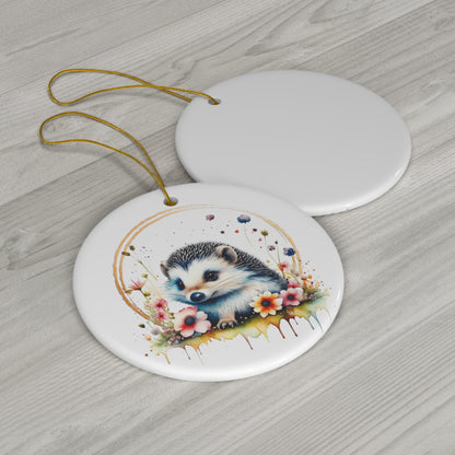 Golden Hedgehog Ceramic Ornament