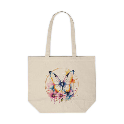 Golden Butterfly Canvas Shopping Bag