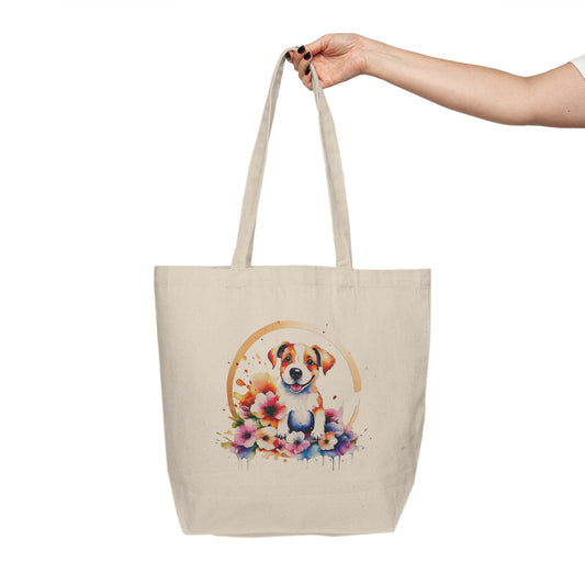 Golden Puppy Canvas Shopping Bag