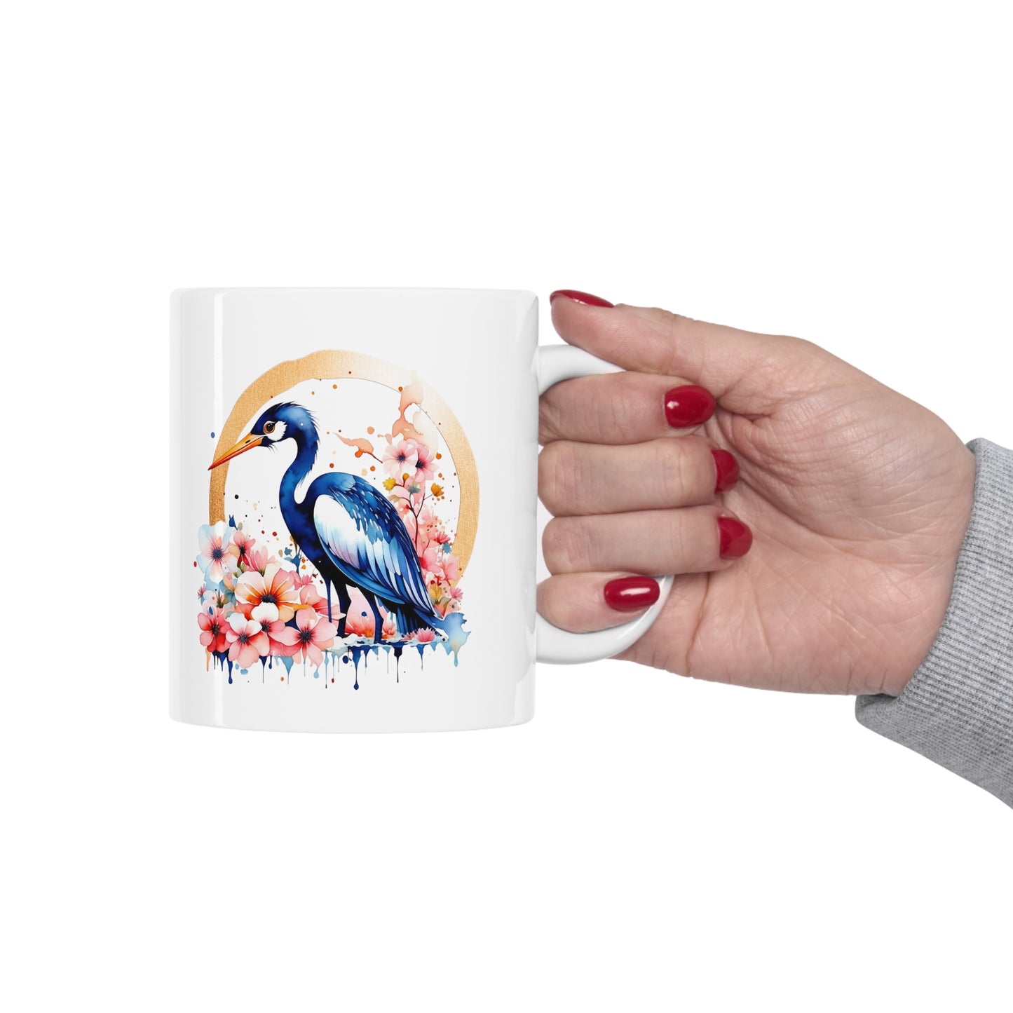 Golden Heron Ceramic Mug 11oz