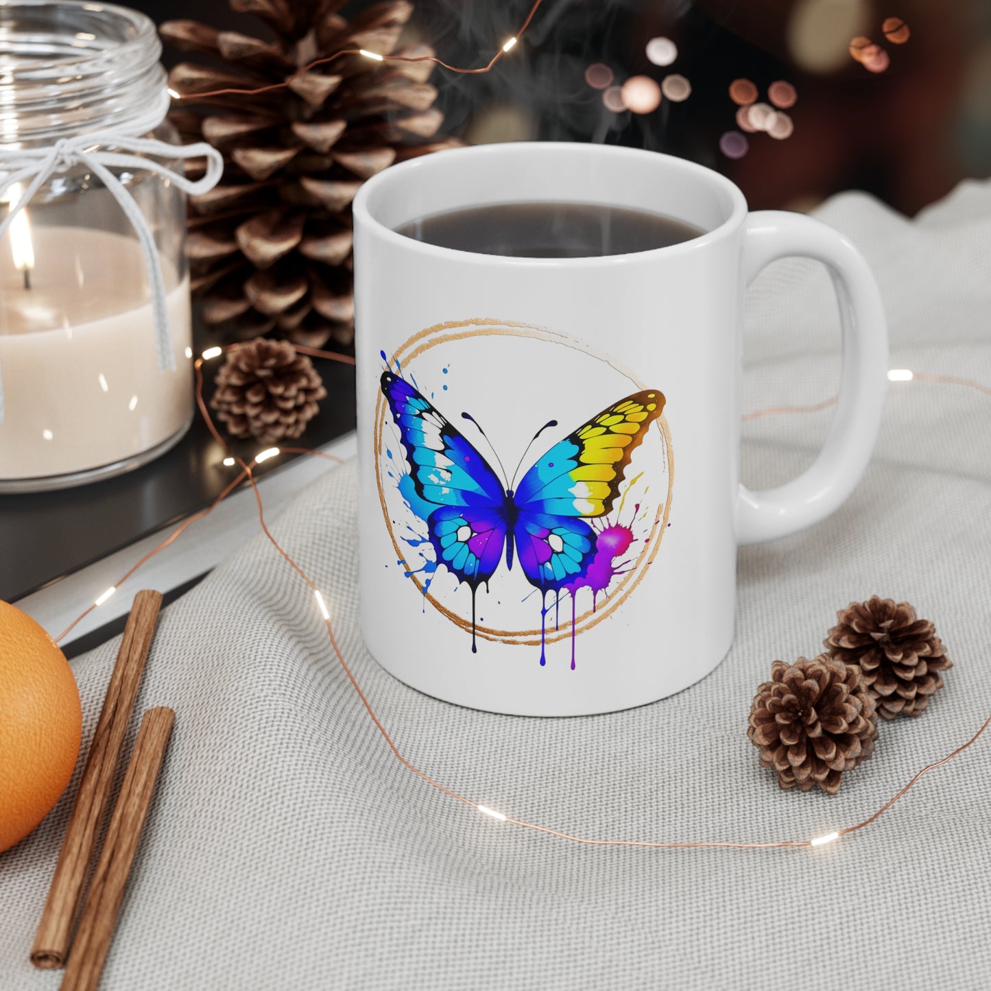 Vibrant Butterfly Ceramic Mug 11oz