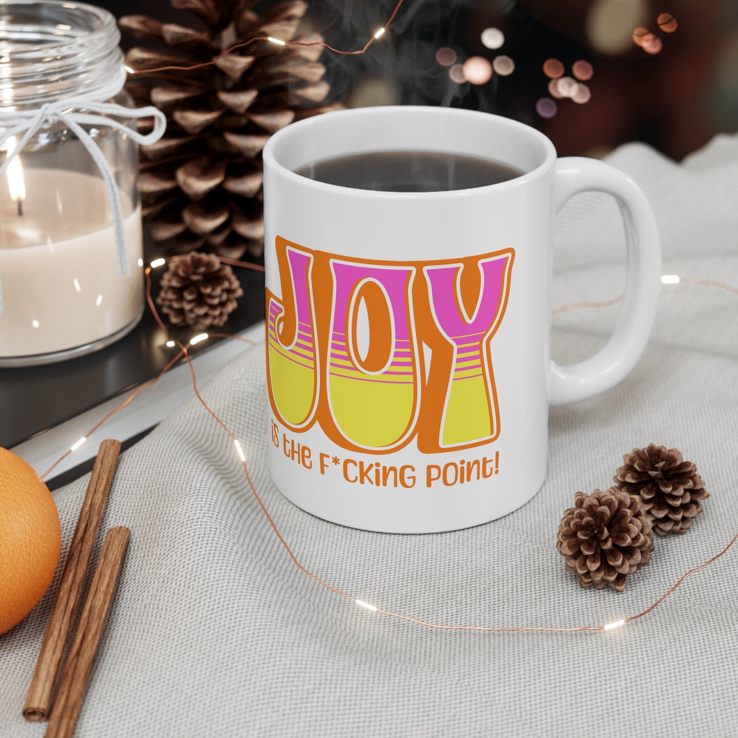 JOY (orange pink yellow) Ceramic Mug 11oz