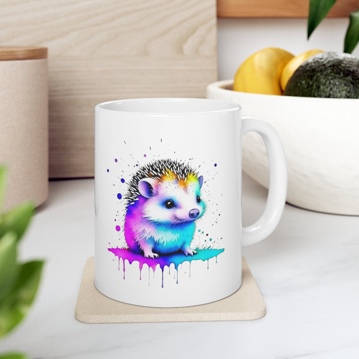 Vibrant Hedgehog Ceramic Mug 11oz