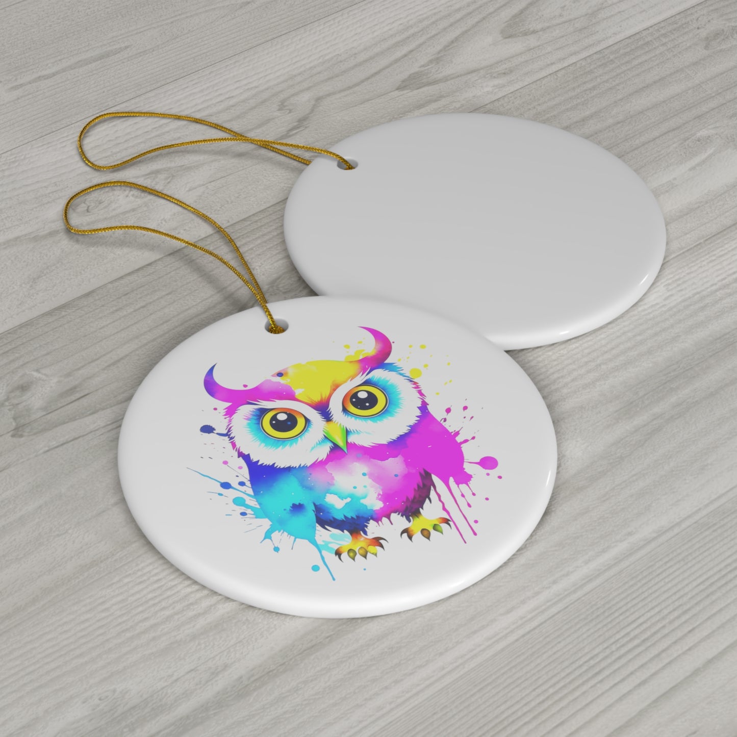 Vibrant Owl Ceramic Ornament