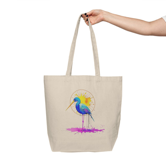 Vibrant Heron Canvas Shopping Bag