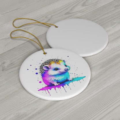 Vibrant Hedgehog Ceramic Ornament