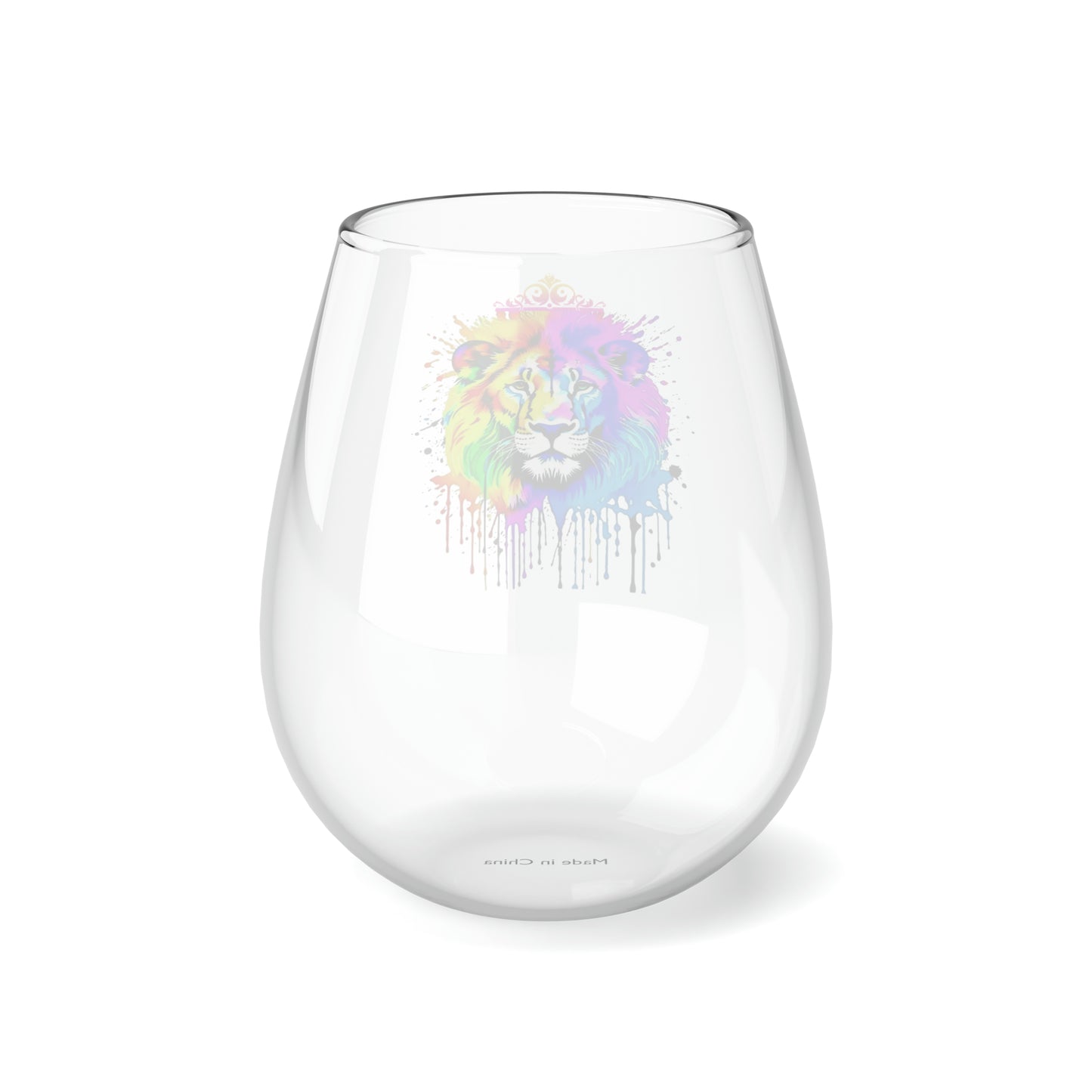 Vibrant Lion Stemless Wine Glass, 11.75oz