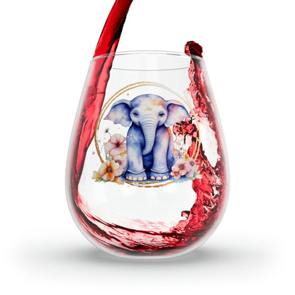 Golden Elephant Stemless Wine Glass, 11.75oz