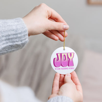 Pink Pink Yellow Joy Ceramic Ornament,  (explicit)