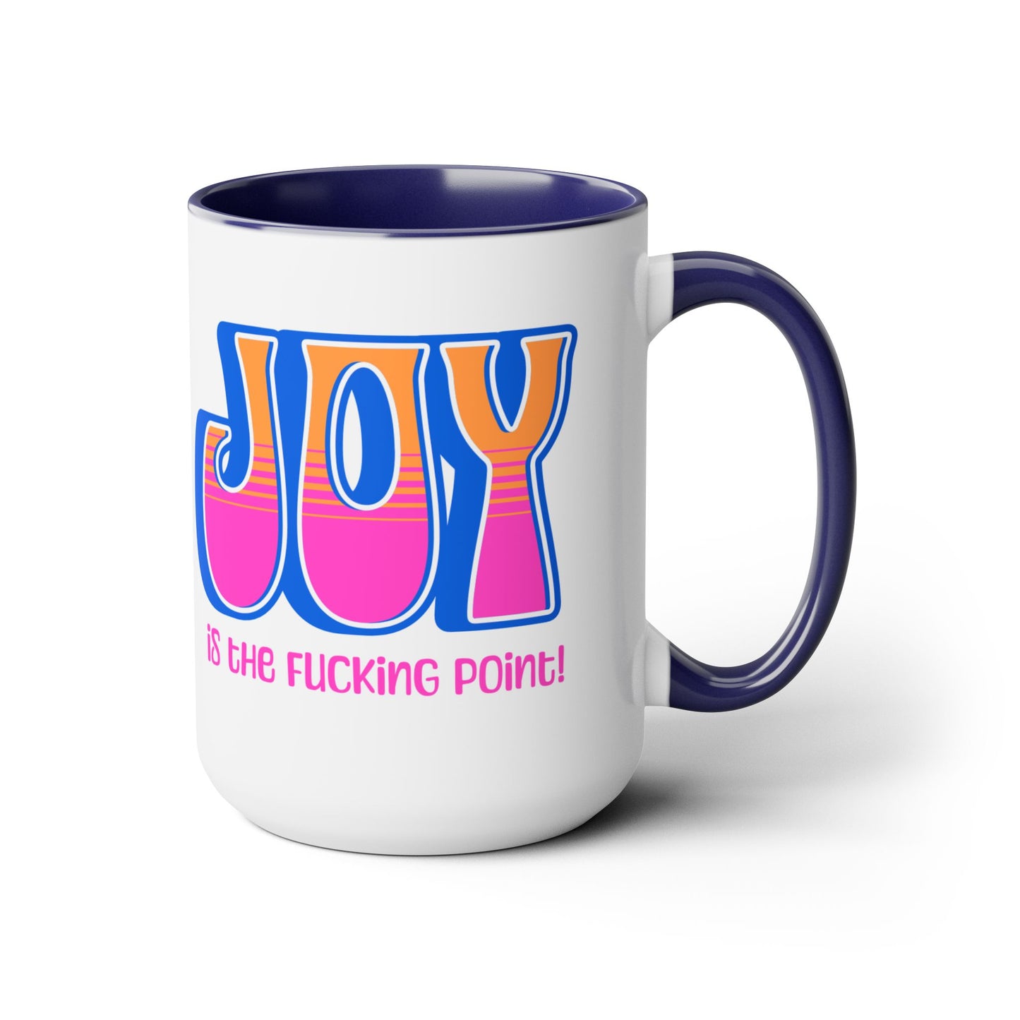 Blue Pink Orange Joy Two-Tone Mug, 15oz